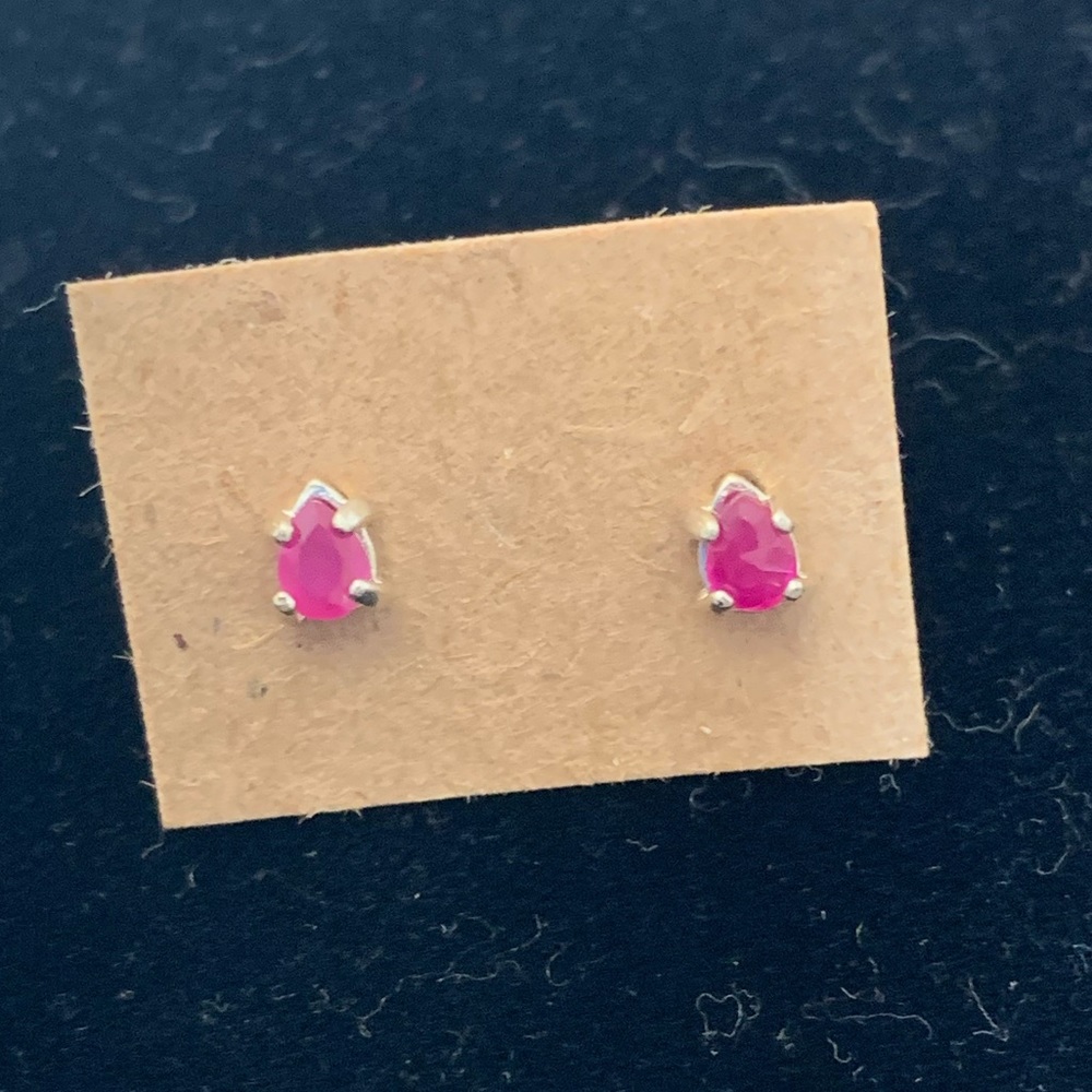 Genuine ruby post earrings set in .925 sterling silver